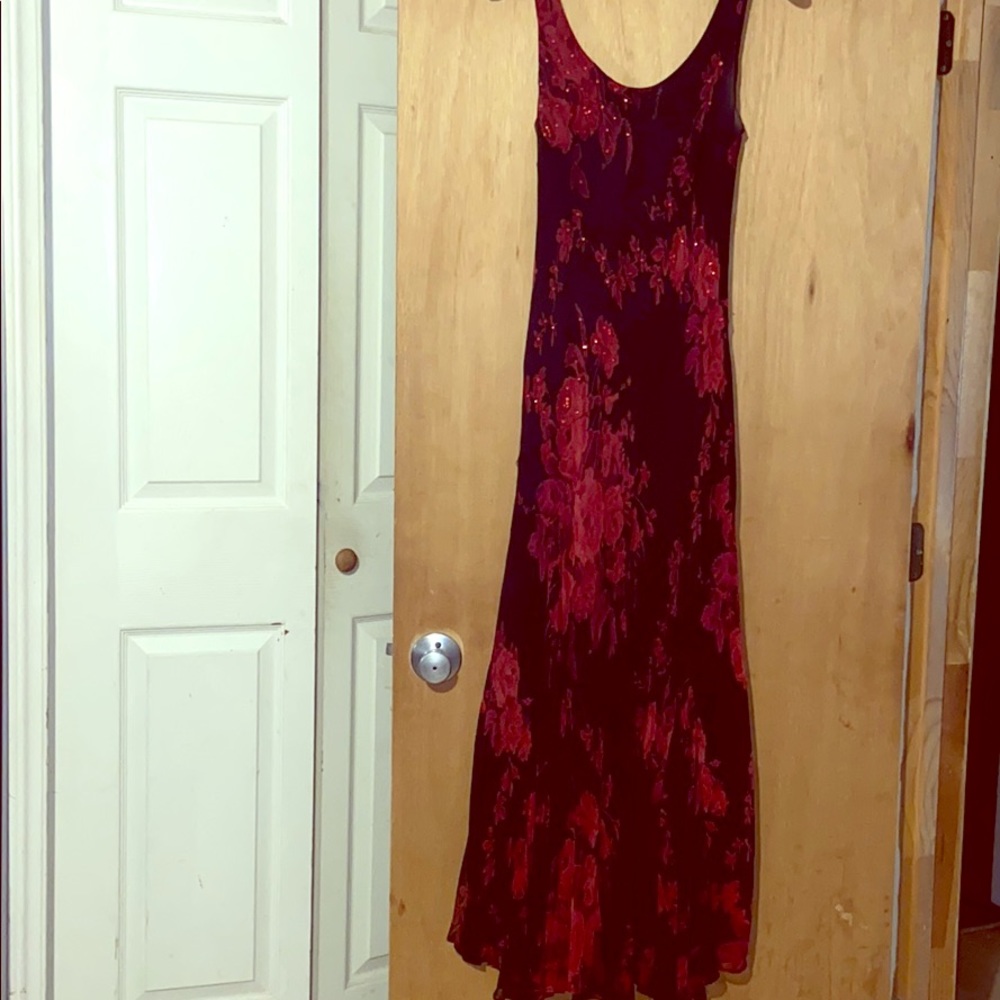 Red and Black floral social occasion dress